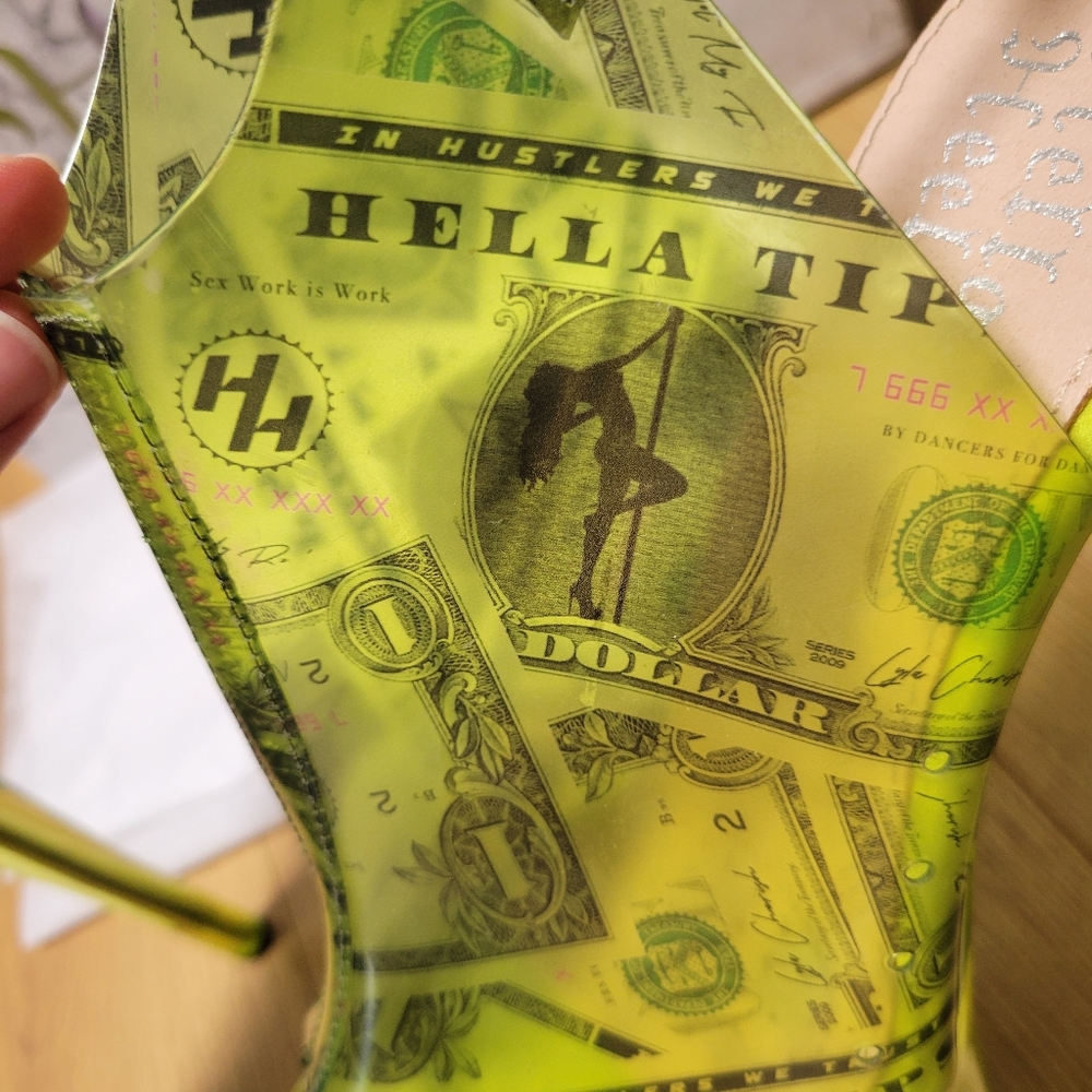Hella Heels Dancing Dollar$ Stiletto Lime - Picture 2 of 16